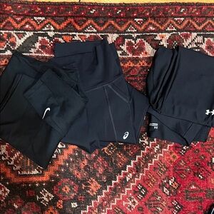 Black Nike, Asics, and Under Armour Activewear Set